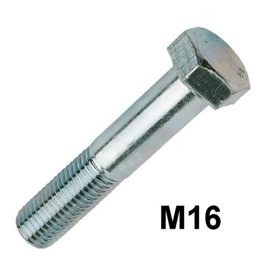 High Tensile Hex Round Hex Bolts; GR8.8; DIN931; Zinc Plated (ZP); M16 x 45mm