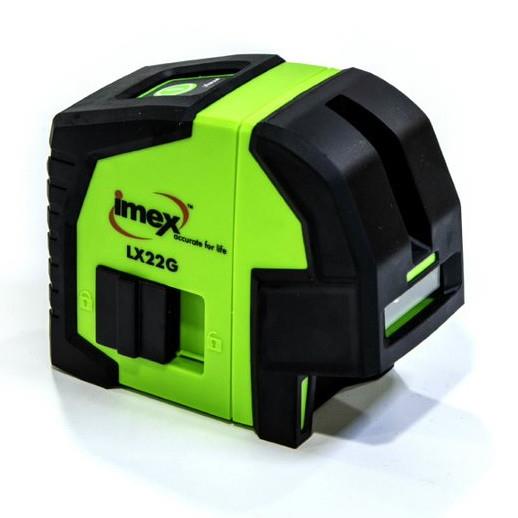 Imex LX22G Green Beam Crossline Laser; 2 Line; Up & Down Plumb Spots; With Carry Case