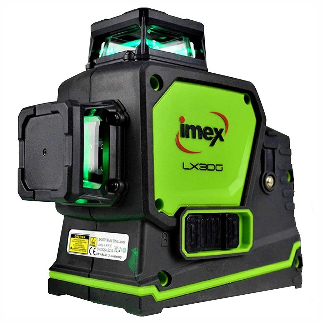 Imex LX3DG Green Beam Crossline Laser; 3 360 Degree Lines; With USB Charger