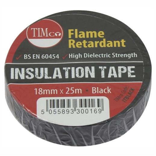 Timco PVC Insulating Tape; 18mm x 25m; Black (BK)