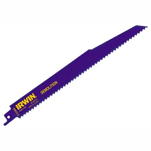 Irwin 10504138 Reciprocating Saw Blades; Demolition; Bi-Metal; 6 TPI; 225mm (966R); Pack (5)