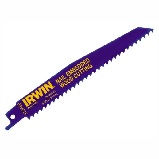 Irwin 10504155 Reciprocating Saw Blades; Nail Embedded Wood Cutting; 6 TPI; 150mm; (656R); Pack (5)