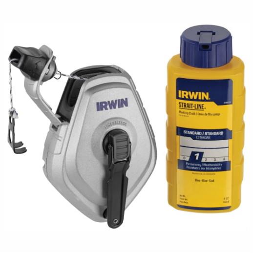 Irwin Strait-Line 10507684 Chalk Line; Aluminium Case; 30 Metre; 113gm Blue Chalk