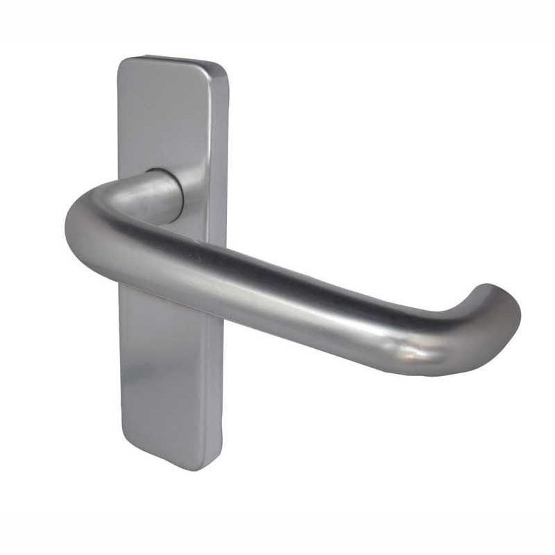 Jedo J4671B Round Bar Return To Door Safety Lever Handle Long Plate Latch Set; 153 x 41mm Concealed Fix Backplate; 19mm x 133mm Lever; Satin Anodised Aluminium (SAA)