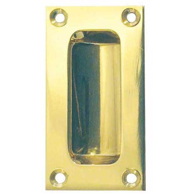 Jedo JV428PB Double Pressed Flush Pull; 11mm Deep; Polished Brass (PB); 75 x 40mm