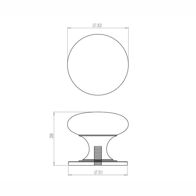 Jedo JV47B Victorian Cupboard Knob; Satin Brass (SB); 32mm (1 1/4
