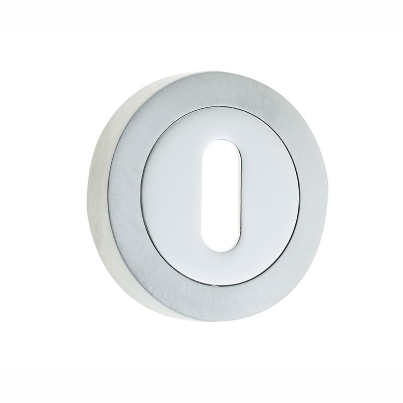 Jedo JV503PCSC Standard Key Hole Escutcheon; 50 x 10mm; Mixed Finish; Polished & Satin Chrome Plated (CP)(SCP)