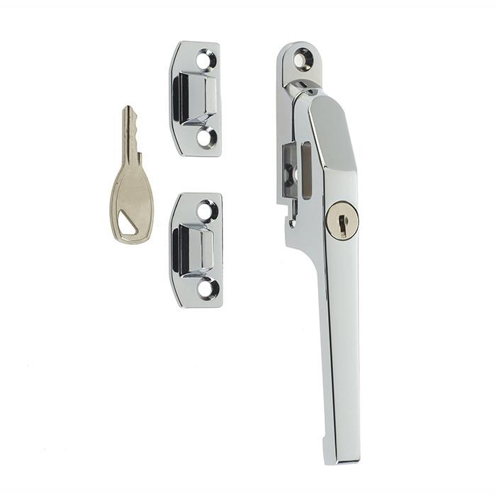 Jedo JW78LPC Modern Locking Night Vent Casement Fastener; 124mm; Polished Chrome Plated (CP)