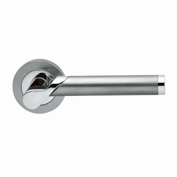 Karcher R38-OS65 Starlight Lever Handle On Rose Set; Piece Sprung 52 x 10mm Rose; Chrome Plated/Satin Stainless Steel (CP)(SSS) Mixed Finish