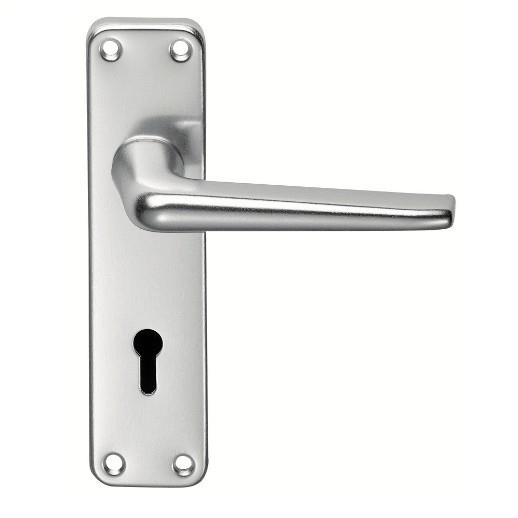 SAA21 Contract Lever Handle Lock Set; 152mm x 41mm Back Plate; Satin Anodised Aluminium (SAA)(F1)