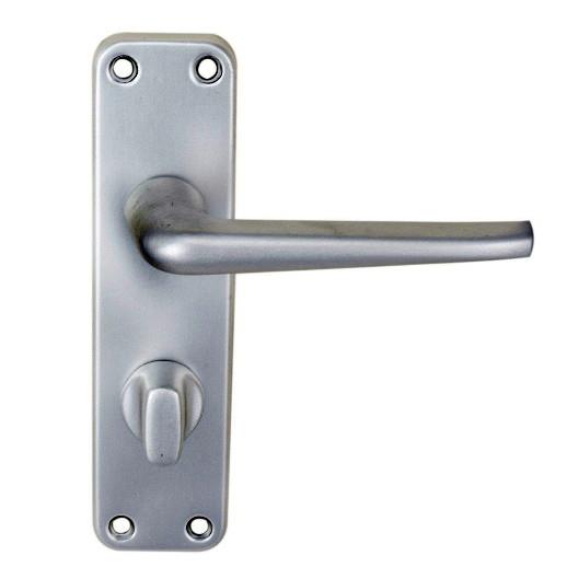 SAA21WC Contract Lever Handle Bathroom Privacy Set; 152mm x 41mm Back Plate; 57mm Centres; Satin Anodised Aluminium (SAA)(F1)