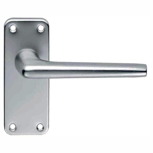 SAA22 Contract Lever Handle Latch Set; 102mm x 41mm Back Plate; Satin Anodised Aluminium (SAA)(F1)