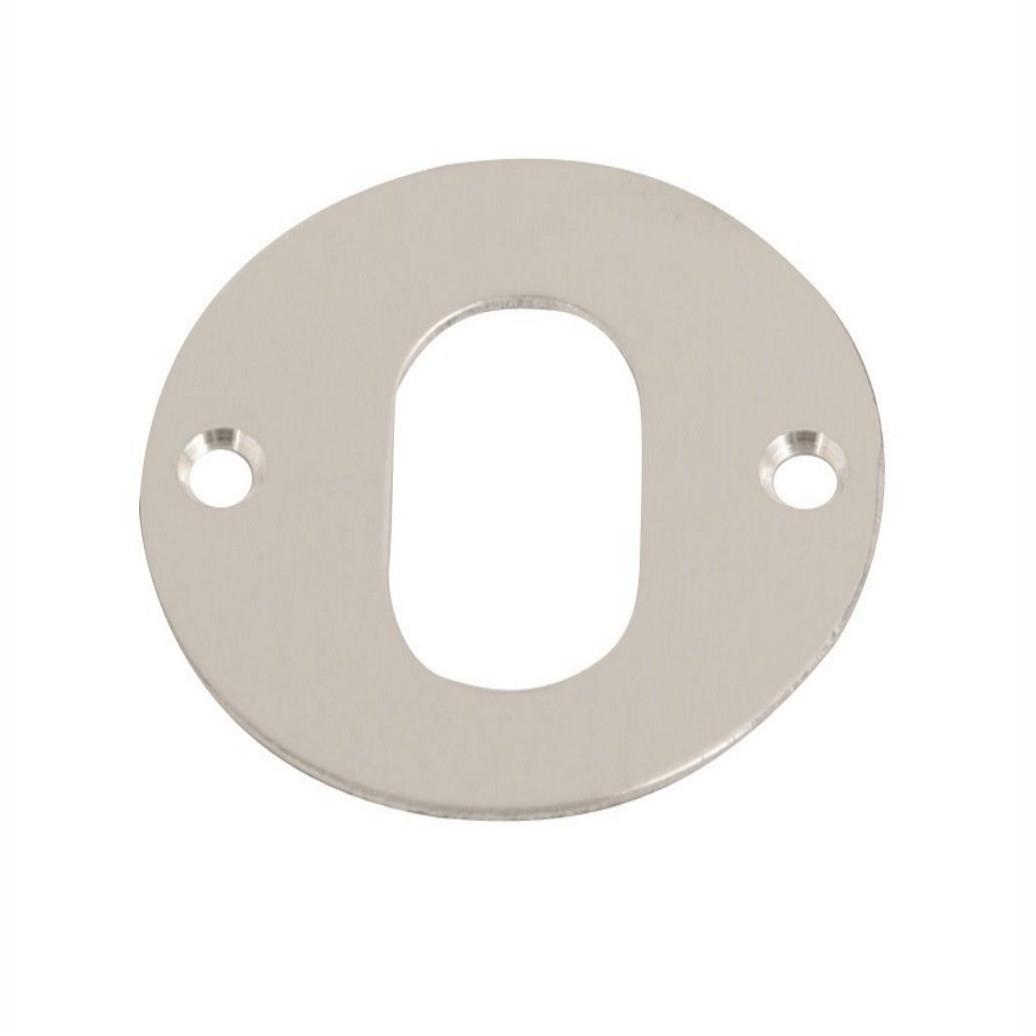 Flat Oval Profile Key Escutcheon; Face Fix; 55mm Diameter; 1.5mm; Satin Anodised Aluminium (SAA)