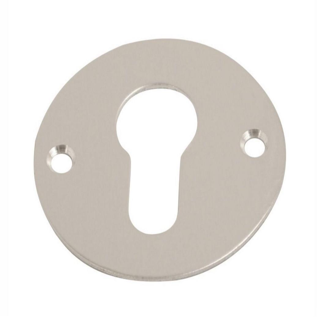 Flat Euro Profile Key Escutcheon; Face Fix; 55mm Diameter; 1.5mm; Satin Anodised Aluminium (SAA)