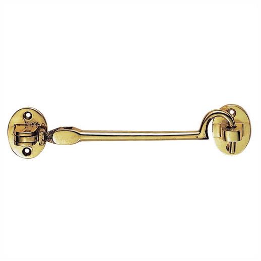 Victorian Cabin Hook; Heavy Duty; Silent Pattern; Polished Brass (PB); 200mm (8