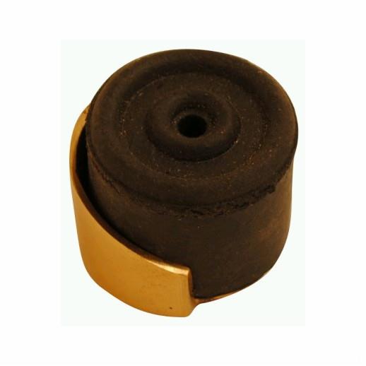 Round Shielded Door Stop, Floor Mounted, Polished Brass (PB), 1 3/8