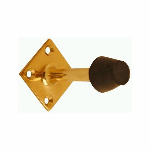 Victorian Skirting Door Stop; Square Base; Polished Brass (PB); 2 1/2