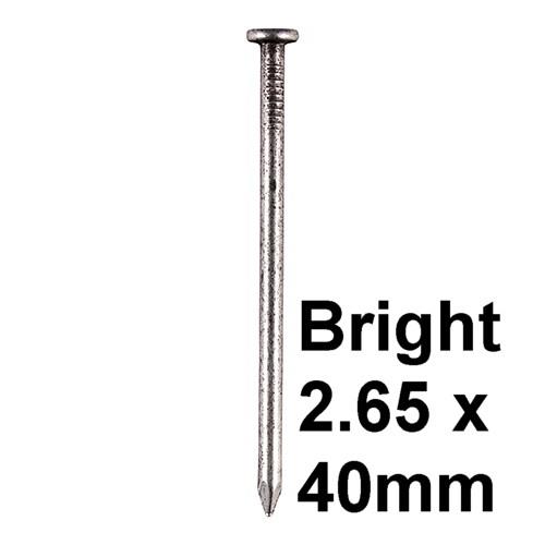 Timco BRW40MB Round Wire Nail; Plain Head; Bright; 40 x 2.65mm; 500g Pack