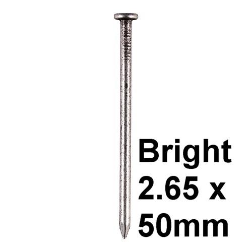 Timco BRW50MB Round Wire Nail; Plain Head; Bright; 50 x 2.65mm; 500g Pack