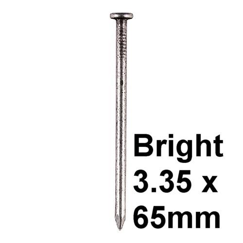 Timco BRW65MB Round Wire Nail; Plain Head; Bright; 65 x 3.35mm; 500g Pack