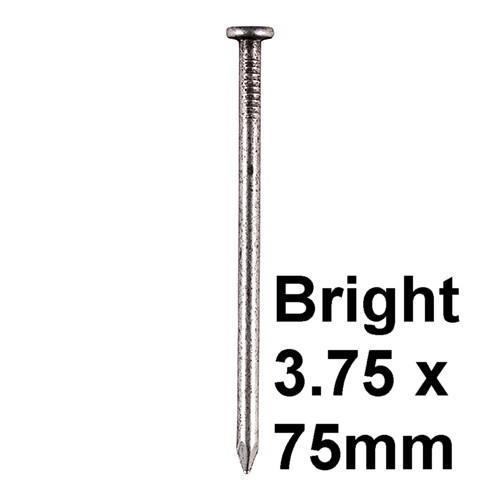 Timco BRW75MB Round Wire Nail; Plain Head; Bright; 75 x 3.75mm; 500g Pack