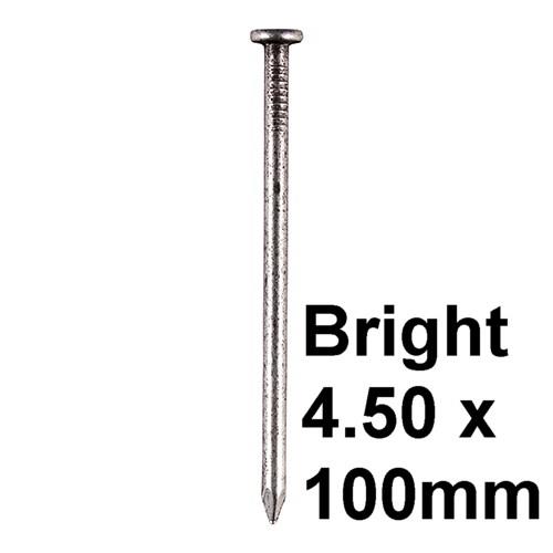 Timco BRW100MB Round Wire Nail; Plain Head; Bright; 100 x 4.50mm; 500g Pack