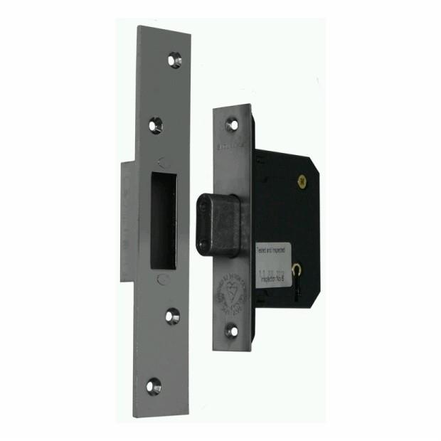 Securefast SKDS2 BS3621 Mortice Deadlock; 5 Lever British Standard (BS); Satin Stainless (SS); 63mm (2 1/2")