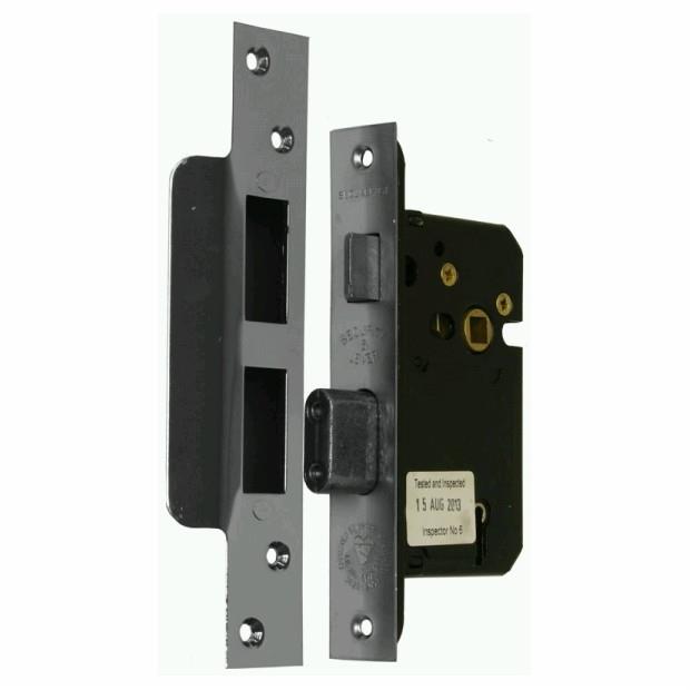 Securefast SKSS2 BS3621 Mortice Sashlock; 5 Lever British Standard (BS); Satin Stainless (SS); 63mm (2 1/2