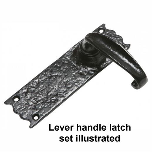 Kirkpatrick 2454 Lever Handle Bathroom Set; 152 x 47mm Backplate; Antique Black (AB)
