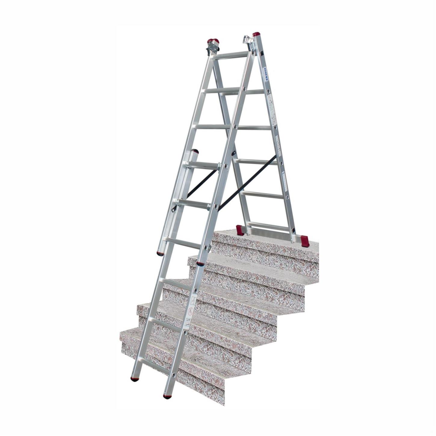 Krause 033369 Combination Ladder; Aluminium; EN131 Professional; 1.70m - 3.65m; Working Height In Step Ladder Configuration 3.20 Metre; 3 x 6 Rung