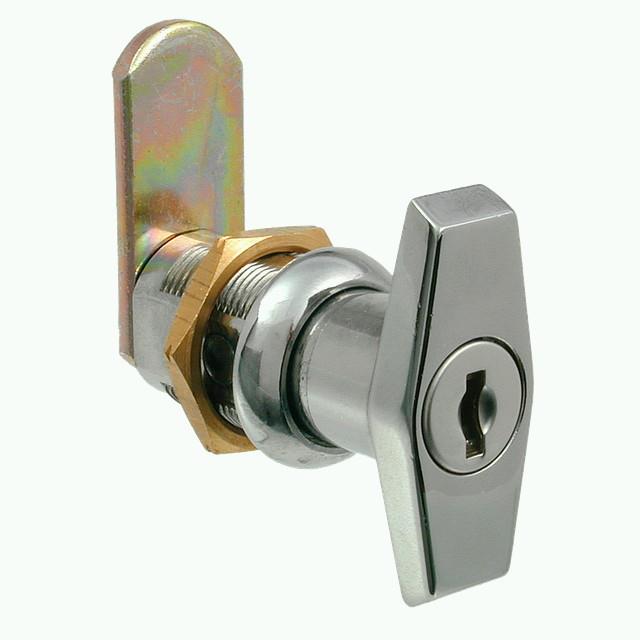 Lowe & Fletcher 1601  Locking Mini Tee Handled Camlock; Nut Fix; 20mm Body; Chrome Plated (CP)