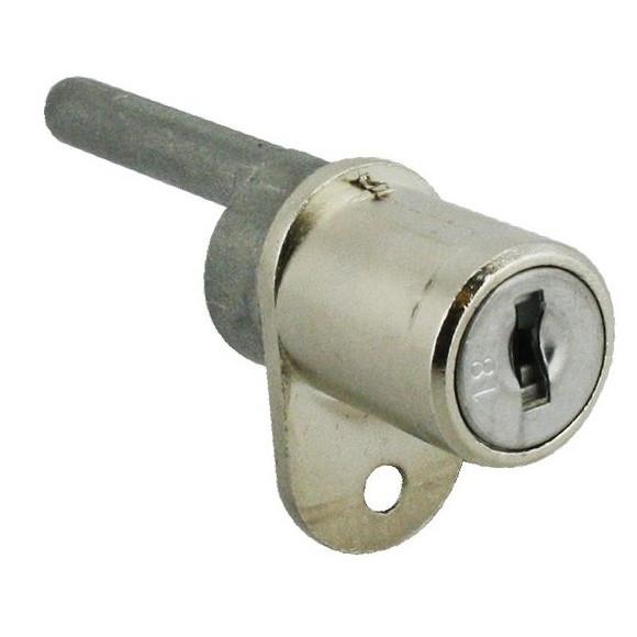 Lowe & Fletcher 5844 Vertical Pedestal Furniture Lock; Bottom Single Flange; 40mm Pin; 2 Keys