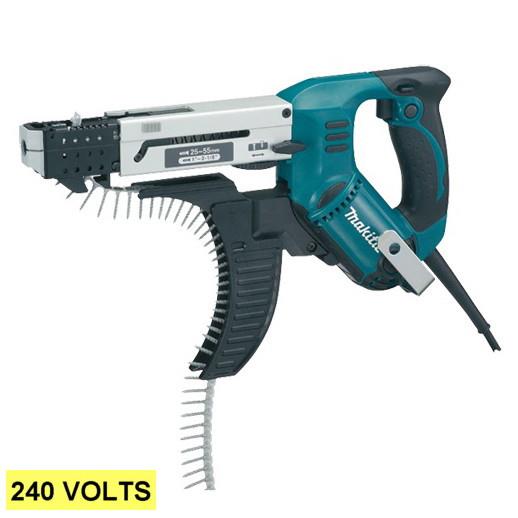 Makita 6843 Auto-Feed Screwdriver; Complete With Carry Case And 3 x Phillips Bits; Screw Range 25 - 55mm; 240 Volt