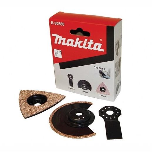 Makita B-30586 Multitool Tile Blade Set 1; Including Plunge Blade 20T, HM Segmented Saw Blade 85mm and HM Sanding Plate 78mm
