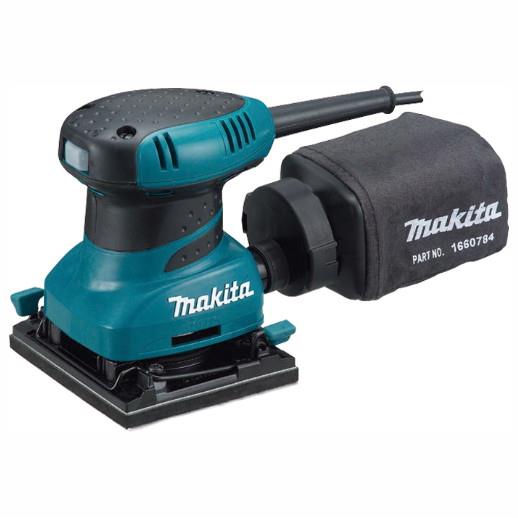 Makita BO4555 Palm Finishing Sander; 1/4 Sheet; Hook And Loop Plus Clamp; 200 Watt; 240 Volt