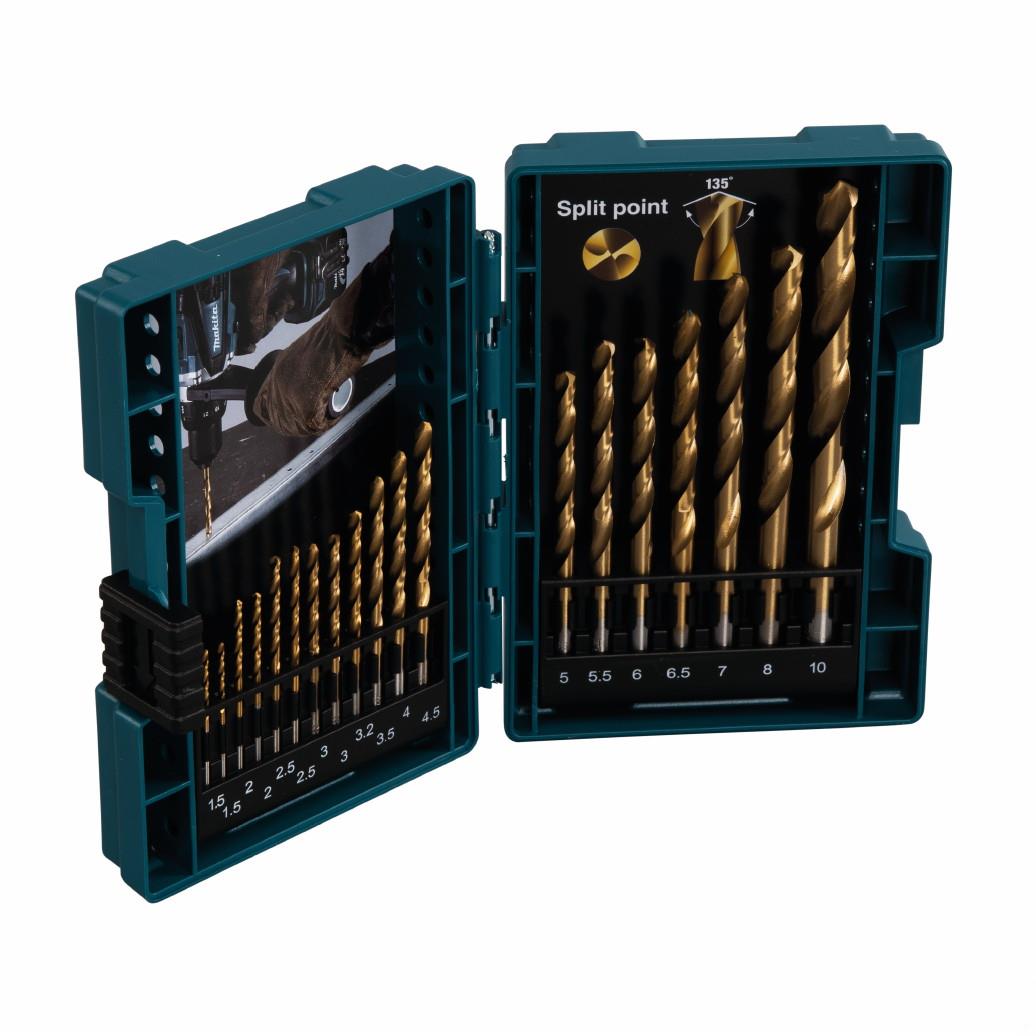 Makita D-67527 19 Piece HSS Tin Drill Bit Set; 1.5 - 10.0mm