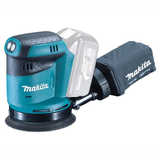 Makita DBO180 Random Orbit Palm Sander; 125mm Disc; 18 Volt Li-Ion; Bare Unit (Body Only)