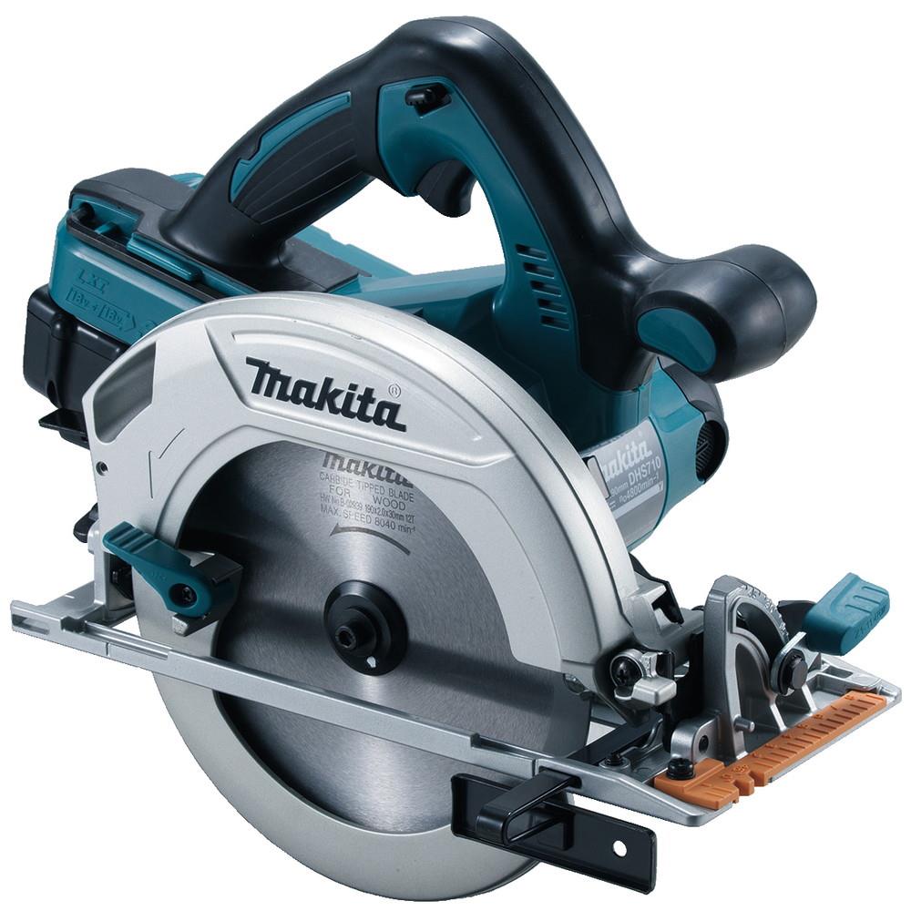 Makita DHS710ZJ LXT Circular Saw; Twin 18 Volt; 66mm Depth Of Cut; Complete With Makpac Case; Bare Unit (Body Only)