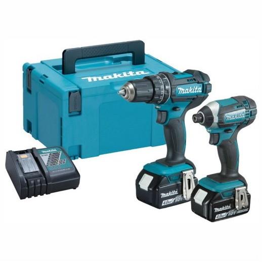 Makita DLX2131MJ 2 Piece 18 Volt LXT Kit; Includes Combi Drill (DHP482Z) & Impact Driver (DTD152Z); Complete With 2 x 4.0 Ah Li-Ion Batteries; Charger & Makpac Case