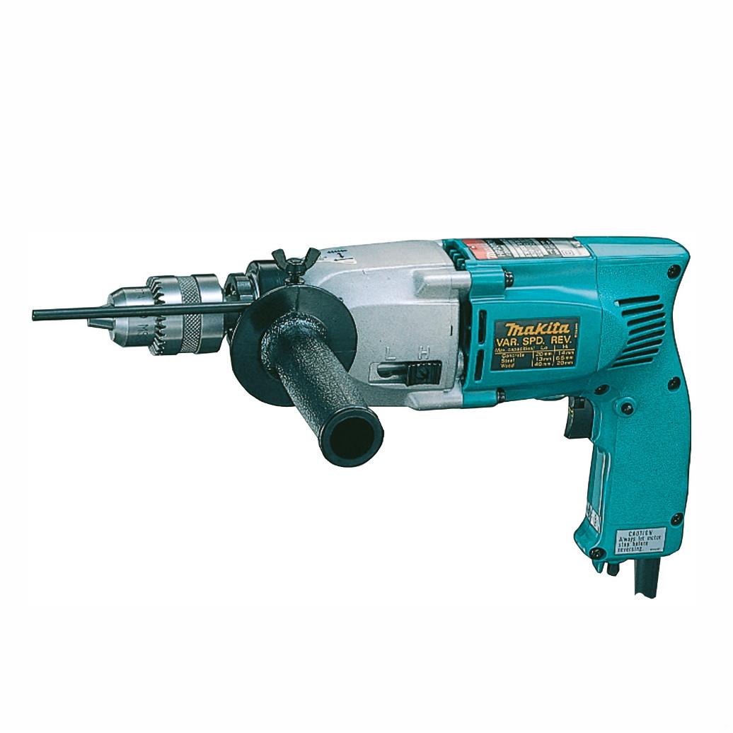 Makita HP2010N 13mm 2 Speed Percussion Drill; 750 Watt; Metal Gear Housing; Complete With Case; 240 Volt
