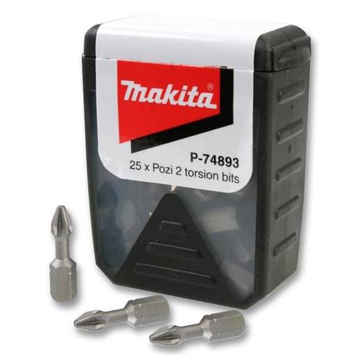 Makita P-74893 Torsion Screwdriver Bit; PZ2 x 25mm; Pack (25)