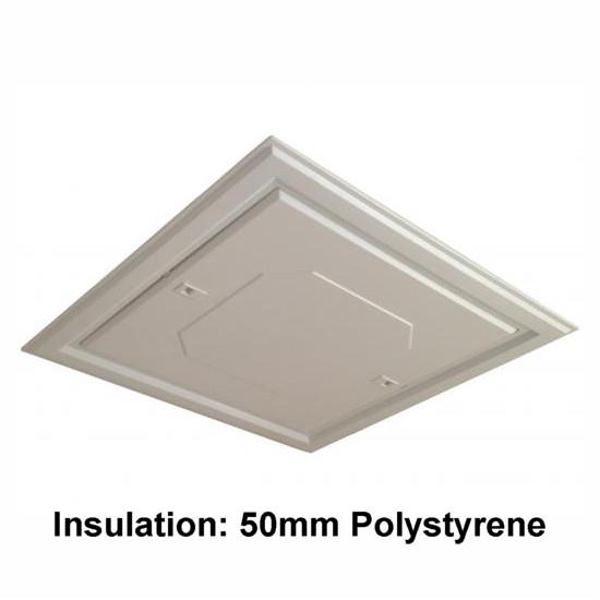 Manthorpe GL260 Plastic Push Up Loft Hatch & Surround; Multi Point Catch; White (WH);  Fits 562 x 562mm Opening; 528 x 528mm Clear Access; 662 x 662mm Overall Frame