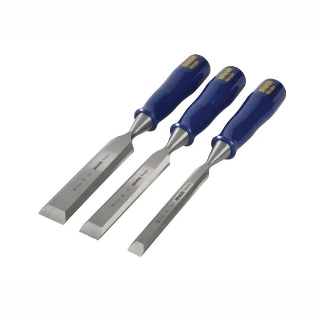 Marples M444 Bevel Edge Chisel Blue Chip Handle Set 3: 12, 18 & 25mm