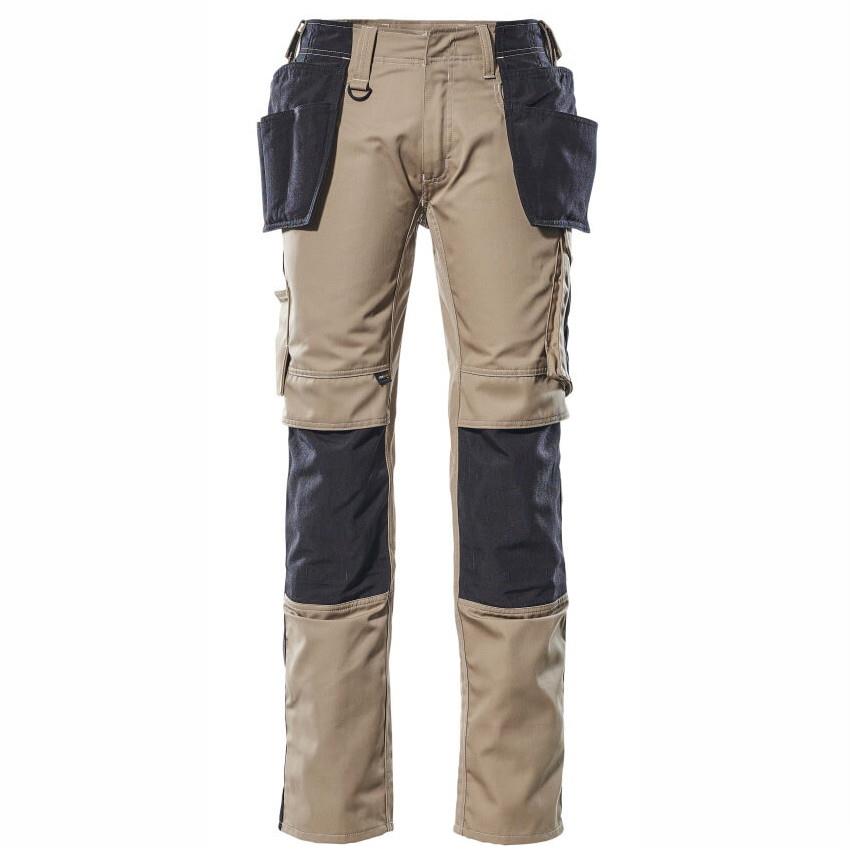 Mascot Unique Kassel Trousers; With Holster Pockets; 17631-442-5509; Khaki/Black (KH)(BK); Regular Leg (32