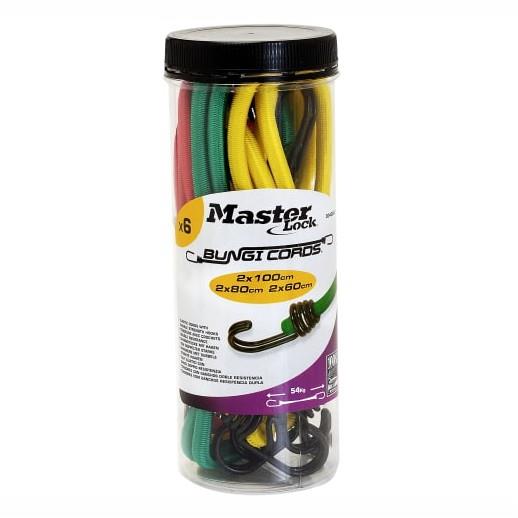 Master Lock 3040E Bungee Jar; 6 Piece Contains: 2 Each 60cm; 80cm & 100mm