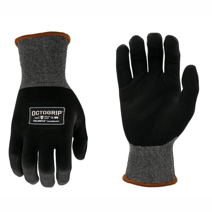 Octogrip PW874 High Performance Series Gloves; 15G Nylon/Lycra Blend Backer; Nitrile Palm; Black (BK); Medium (M)