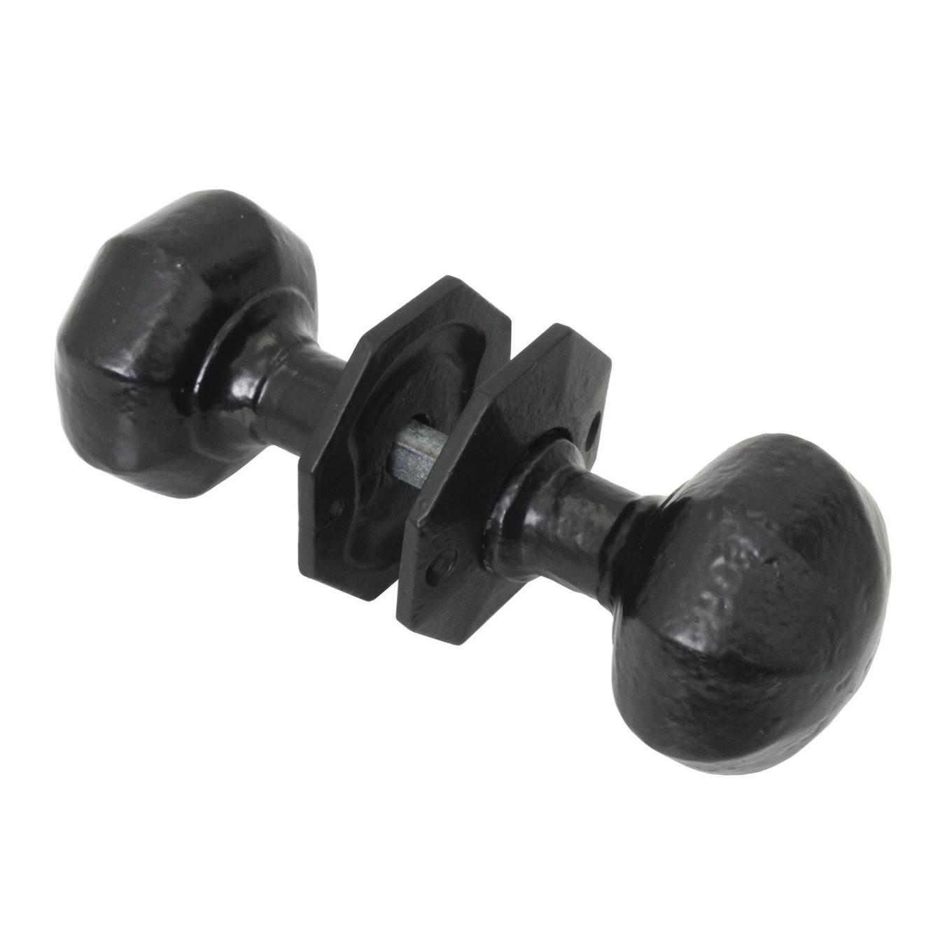 Perry 4304 Old Hill Ironworks Octagonal Mortice Knob Set; 56mm; Unsprung; Antique Black (AB)