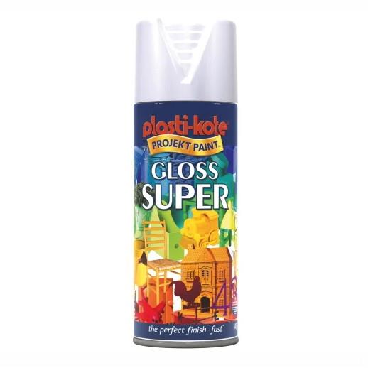 PlastiKote 01109 Super Gloss Spray Paint; White (WH); 400ml