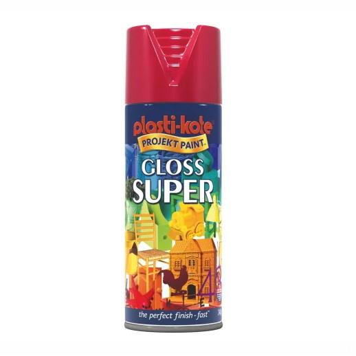PlastiKote 01120 Super Gloss Spray Paint; Bright Red; 400ml