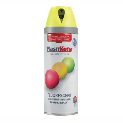 PlastiKote 01901 Twist & Spray Super Gloss Paint; Fluorescent Yellow (YEL); 400ml